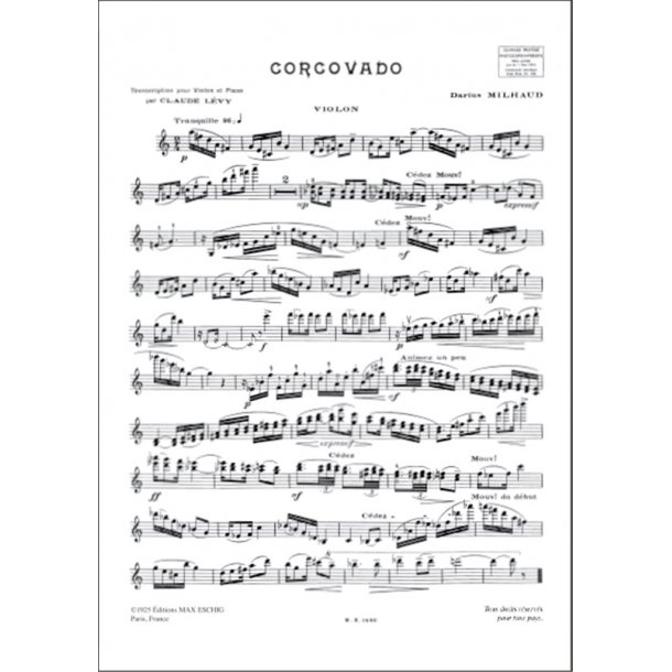 Saudades Do Brazil N 4 Corcovado Violon-Piano